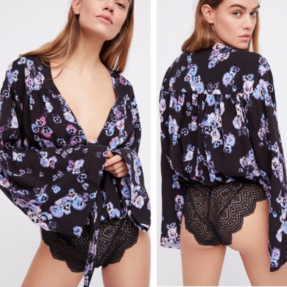 Free People Forties Feels Floral Printed Bodysuit Size M